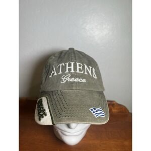 Athens Greece Hat Unstructured Cap Hook and Loop Flag Logo Gray Karfil Hats Grey